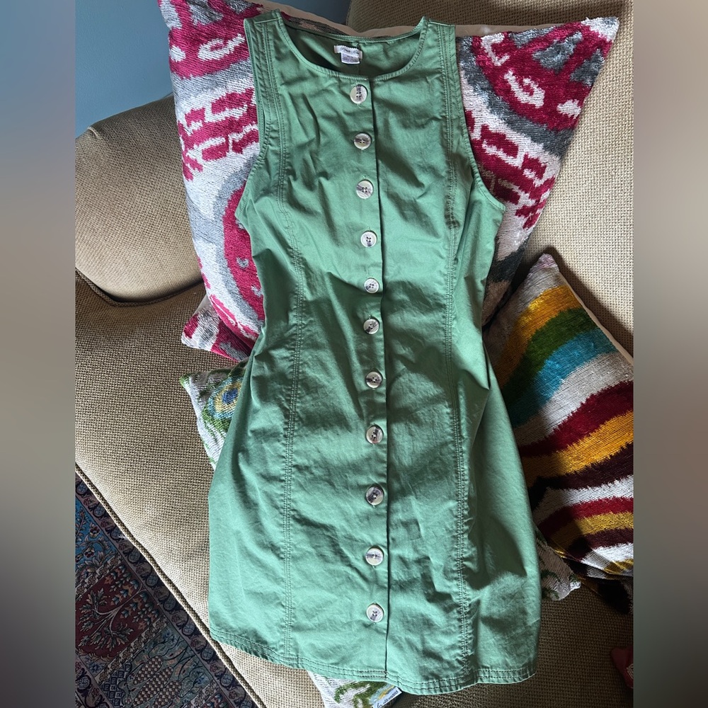 Kimchi Blue Green Button-Front Open Back Shift Dress XS